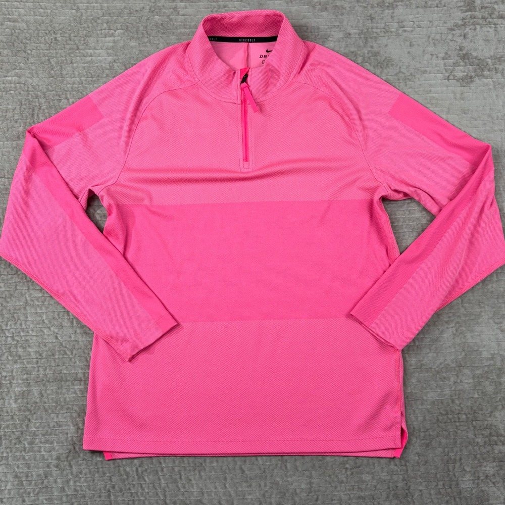 Nike Golf Dri-FIT 1/4 Zip Pullover Pink Mens Medium CU9828-639‎ Long Sleeve Top